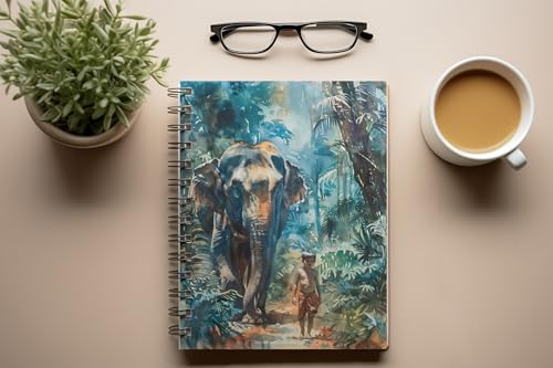 Art to Doors | Powerful Elephant Portrait | Spiral Notebooks | A5 Size Paper | 120 Pages | 70 GSM Paper | Attractive Cover Designs