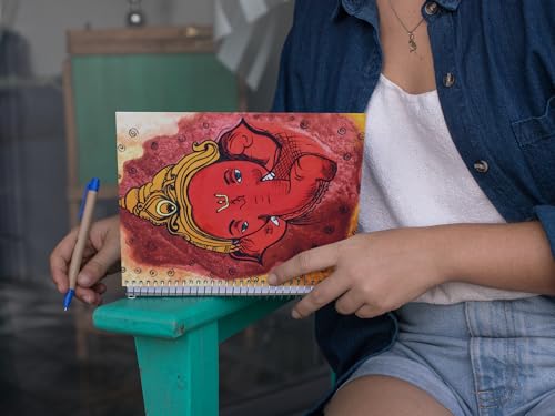 Art to Doors | Red Color Ganesha Art | Artist Surekha S.| Spiral Notebooks | A5 Size Paper | 120 Pages | 70 GSM Paper | Attractive Cover Designs