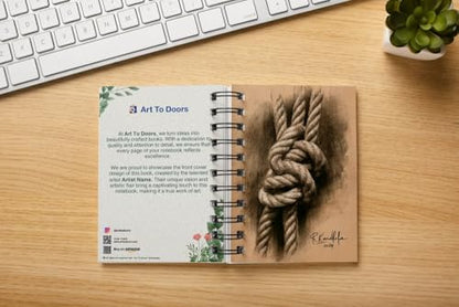 Art To Doors | Untie The Knot In Your Heart | Artist Riika Kandhola | Spiral Notebooks | A5 Size Paper | 120 Pages | 70 GSM Paper | Attractive Cover Designs | Soft Cover | Notebooks for College Students