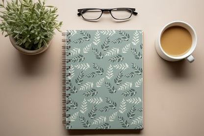 Art to Doors | Leafy Green Pattern | Spiral Notebooks | A5 Size Paper | 120 Pages | 70 GSM Paper | Attractive Cover Designs