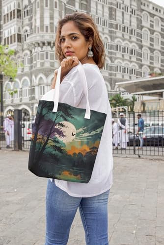 Art to Doors | Moonlit Serenity | Tote Bags | Shopping Bag For Grocery | Aesthetic Carry Bag | Tote Bag for Shopping, Travel, office & beach bags for women