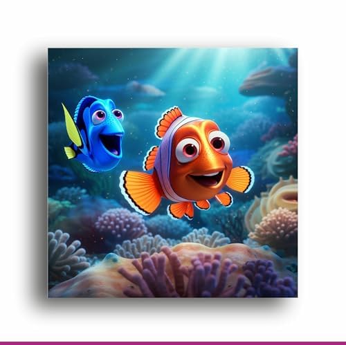 Art to Doors Nemo & Dory Underwater Adventure: Vibrant Canvas Print Illustration - Perfect Wall Decor! | Personalized Gift For Anniversary, Birthday, Wedding, Home Decor