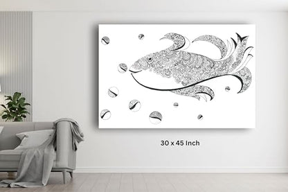 Art to Doors | Whale Mandala Art | Artist Jhankar Agarwal | Horizontal | Art Prints | Home Decor | Gift Items | Wall Art | Canvas Frame