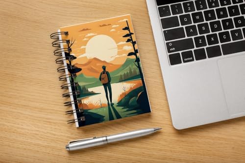 Art to Doors | Journey's Muse: Traveling Person - Embark on Adventures with Every Notebook! | Spiral Notebooks | A5 Size Paper | 120 Pages