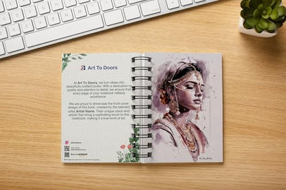 Art to Doors | Beautiful Indian Woman | Artist Riika Kandhola | Spiral Notebooks | A5 Size Paper | 120 Pages | 70 GSM Paper | Attractive Cover Designs | Soft Cover | Notebooks for College Students