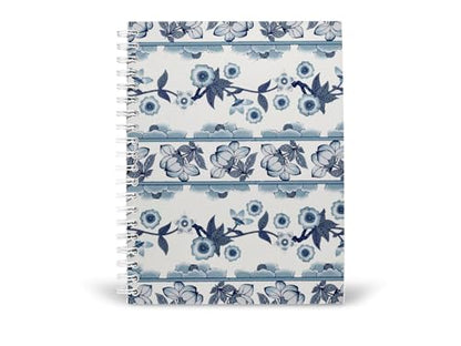 Art to Doors | Blue Floral Border Pattern | Spiral Notebooks | A5 Size Paper | 120 Pages | 70 GSM Paper | Attractive Cover Designs