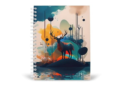 Art to Doors | Majestic Deer in Autumnal Forest | Spiral Notebooks | A5 Size Paper | 120 Pages | 70 GSM Paper | Attractive Cover Designs