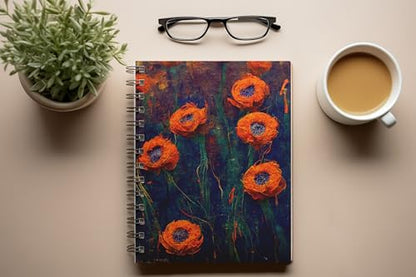 Art to Doors | Fiery Bloom | Spiral Notebooks | A5 Size Paper | 120 Pages | 70 GSM Paper | Attractive Cover Designs