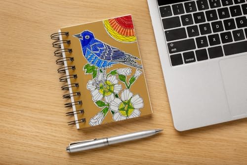 Art to Doors | Bluerock Thrush | Artist Puja Kumari | Spiral Notebooks | A5 Size Paper | 120 Pages | 70 GSM Paper | Attractive Cover Designs | Soft Cover | Notebooks for College Students