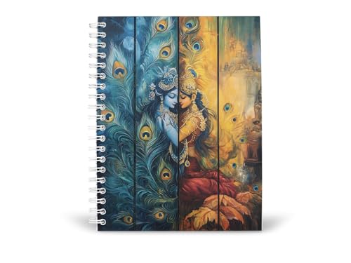 Art to Doors | Radha Krishna with Peacocks | Spiral Notebooks | A5 Size Paper | 120 Pages | 70 GSM Paper | Attractive Cover Designs