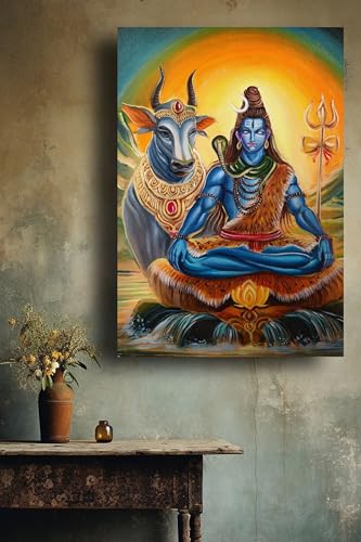 Shiv Jyoti | Artist Apurba Pandit | Art Print | Personalized Gift For Anniversary, Home Decor | Wall Frames For Home Office Study Room Decor (Canvas Frame, 12x18 Inch)