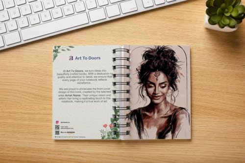 Art to Doors | Shade Of Elegance | Artist Riika Kandhola | Spiral Notebooks | A5 Size Paper | 120 Pages | 70 GSM Paper | Attractive Cover Designs | Soft Cover | Notebooks for College Students