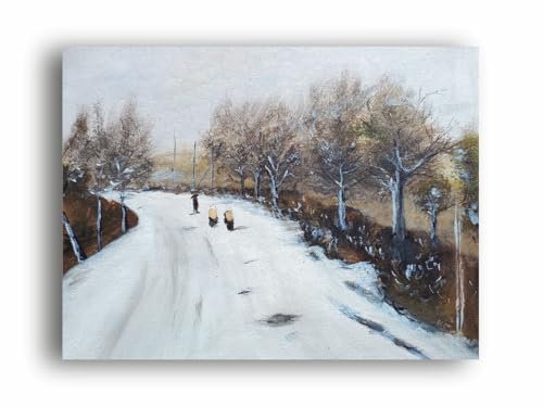 Art to Doors| Winter's Quiet Path | Artist Poonam Patil | Rectangle | Art Print | Home Decor | Wall Decor | Gift Items | Canvas Frame