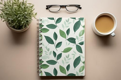 Art to Doors | Light and Dark Green Leaves | Spiral Notebooks | A5 Size Paper | 120 Pages | 70 GSM Paper | Attractive Cover Designs