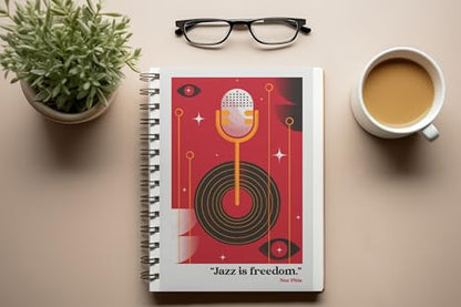 Art to Doors | Jazz is freedom | Spiral Notebooks | A5 Size Paper | 120 Pages | 70 GSM Paper | Attractive Cover Designs