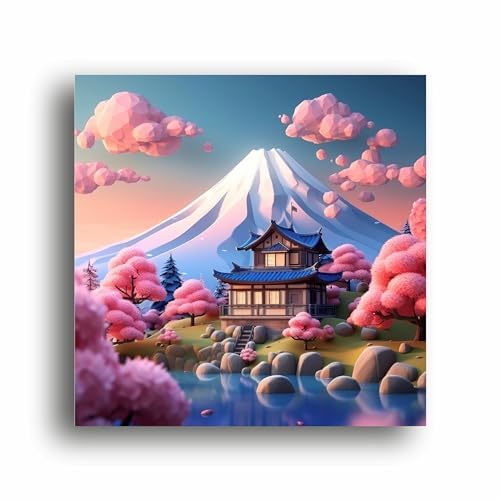 Zen Summit Art: Authentic Japanese Mountain Illustrations | Personalized Gift For Anniversary, Birthday, Wedding, Home Decor | Wall Frames For Home, Office