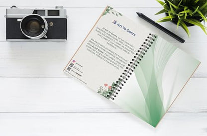 Art to Doors | Serene Green Flow | Spiral Notebooks | A5 Size Paper | 120 Pages | 70 GSM Paper | Attractive Cover Designs