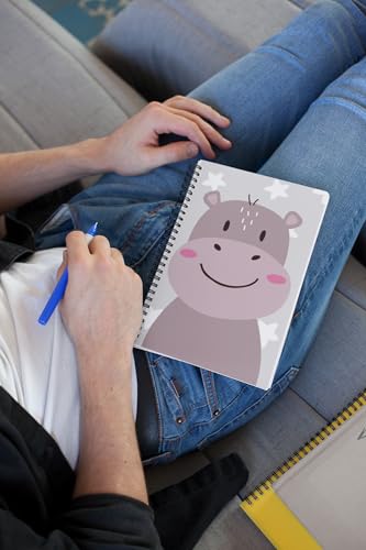 Art to Doors | Cute Hippo | Spiral Notebooks | A5 Size Paper | 120 Pages | 70 GSM Paper | Attractive Cover Designs