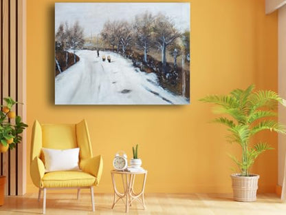 Art to Doors| Winter's Quiet Path | Artist Poonam Patil | Rectangle | Art Print | Home Decor | Wall Decor | Gift Items | Canvas Frame