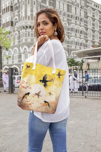 Art to Doors | Yellow Joy | Tote Bags | Shopping Bag For Grocery | Aesthetic Carry Bag | Tote Bag for Shopping, Travel, office & beach bags for women