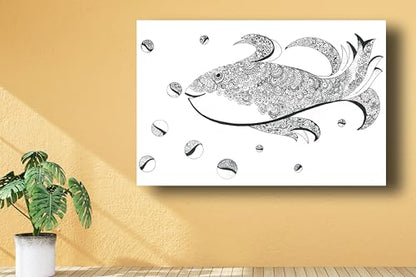 Art to Doors | Whale Mandala Art | Artist Jhankar Agarwal | Horizontal | Art Prints | Home Decor | Gift Items | Wall Art | Canvas Frame