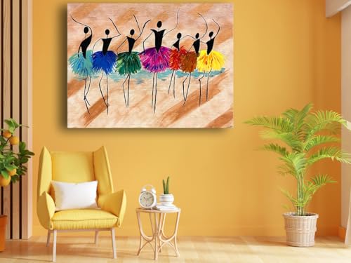 Art to Doors| Modert Art Dancing Girls | Artist Neha Arora | Rectangle | Art Print | Home Decor | Wall Decor | Gift Items | Canvas Frame