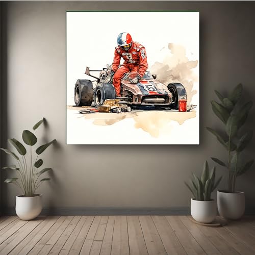 Art to Doors | Red Racer | Square | Art Print | Home Decor | Wall Decor | Gifts for Women | Gifts for Men | Canvas Frame |