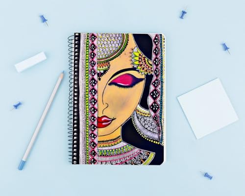 Art to Doors | Handmade Graceful Beauty | Artist Monica Verma| Spiral Notebooks | A5 Size Paper | 120 Pages | 70 GSM Paper | Attractive Spiral Notebook