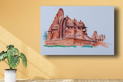 Art to Doors | Khajuraho Temple Complex | Artist Avishek Nag | Horizontal | Art Prints | Home Decor | Gift Items | Wall Art | Canvas Frame