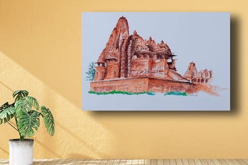 Art to Doors | Khajuraho Temple Complex | Artist Avishek Nag | Horizontal | Art Prints | Home Decor | Gift Items | Wall Art | Canvas Frame