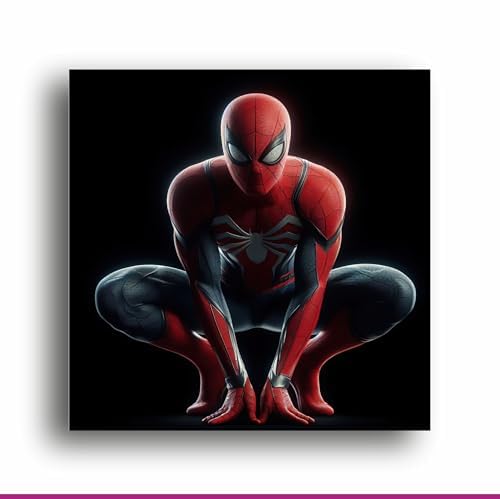 Art to Doors Webbed Wonder: Sitting Marvel's Spiderman Canvas Print - Embrace Heroic Vibes on Your Walls | Personalized Gift For Anniversary, Birthday, Wedding, Home Decor