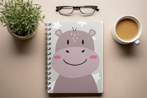 Art to Doors | Cute Hippo | Spiral Notebooks | A5 Size Paper | 120 Pages | 70 GSM Paper | Attractive Cover Designs