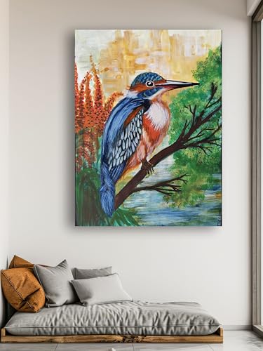 Art to Doors | Beautiful Bird Acrylic Painting | Artist Dipa Sinha | Vertical | Art Prints | Home Decor | Wall Art | Gift Items | Canvas Frame