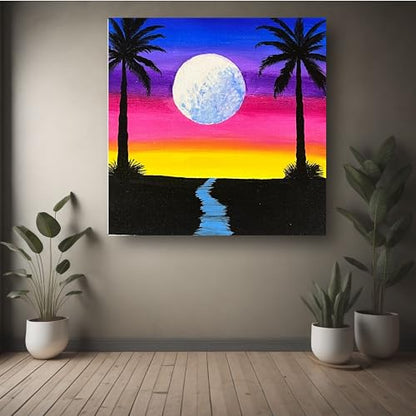 Art to Doors | Moonlight Symphony in the Sky | Square | Artist Pooja Khaire | Home Decor | Wall Art | Gifts for Women | Gifts for Men | Canvas Frame