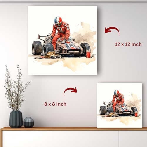 Art to Doors | Red Racer | Square | Art Print | Home Decor | Wall Decor | Gifts for Women | Gifts for Men | Canvas Frame |