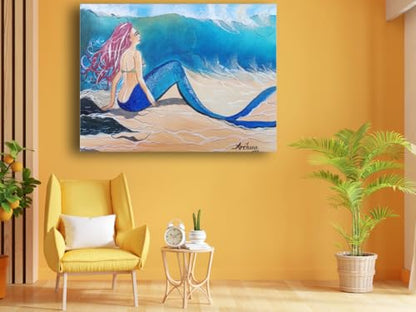 Art to Doors| Alone Mermaid | Artist Archana Sharan | Rectangle | Art Print | Home Decor | Wall Decor | Gift Items | Canvas Frame