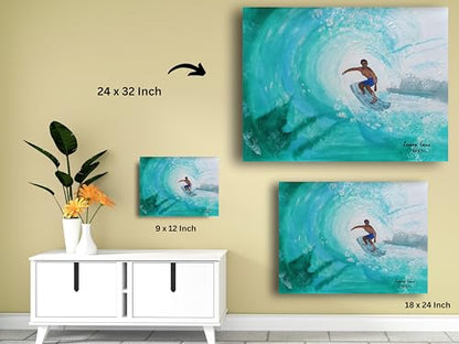 Art to Doors | Surfing The Blues | Artist Lovina Cano | Horizontal | Art Prints | Home Decor | Gift Items | Wall Art | Canvas Frame