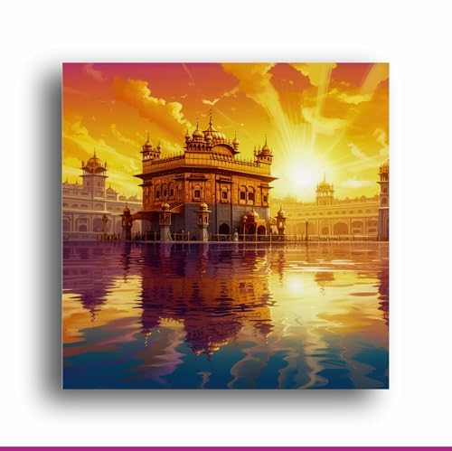 Art to Doors Divine Radiance: Golden Temple Canvas Print - Illuminate Your Space with Sacred Splendor! | Personalized Gift For Anniversary, Birthday, Wedding, (CanvasFrame,8x8Inch,)