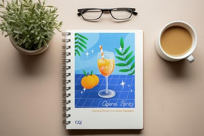 Art to Doors | Aperol Spritz | Spiral Notebooks | A5 Size Paper | 120 Pages | 70 GSM Paper | Attractive Cover Designs