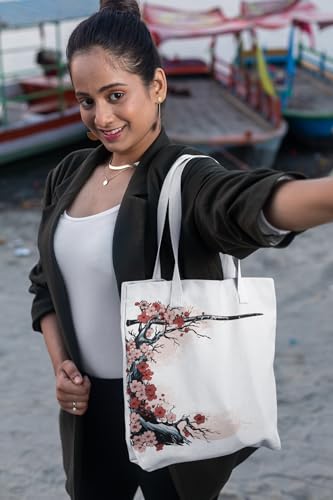 Art to Doors | Sakura's Edge | Tote Bags | Shopping Bag For Grocery | Aesthetic Carry Bag | Tote Bag for Shopping, Travel, office & beach bags for women