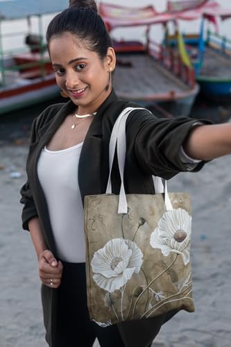 Art to Doors | Floral Grace | Tote Bags | Shopping Bag For Grocery | Aesthetic Carry Bag | Tote Bag for Shopping, Travel, office & beach bags for women|