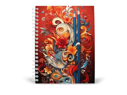 Art to Doors | Colorful Chaos | Spiral Notebooks | A5 Size Paper | 120 Pages | 70 GSM Paper | Attractive Cover Designs