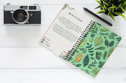 Art to Doors | Hand-Drawn Leaf Scatter | Spiral Notebooks | A5 Size Paper | 120 Pages | 70 GSM Paper | Attractive Cover Designs