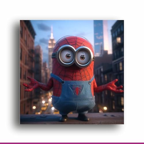 Webbed Wonders: Minion as Spider-Sidekick Canvas Art | Personalized Gift For Anniversary, Birthday, Wedding, Home Decor | Wall Frames For Home Office Study Room Decor