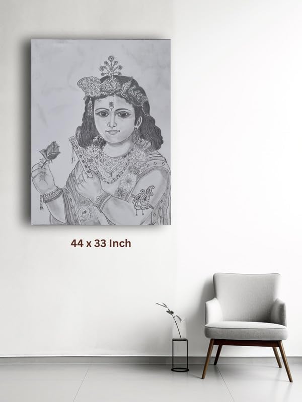 Art to Doors| Pencil Sketch Krishna Young | Artist Vinith Vijayan | Rectangle | Art Print | Home Decor | Wall Decor | Gift Items | Canvas Frame