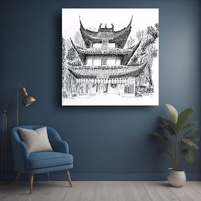 Art to Doors | Longhua Pagoda At Shanghai | Square | Artist Avishek Nag | Home Decor | Wall Art | Gifts for Women | Gifts for Men | Canvas Frame