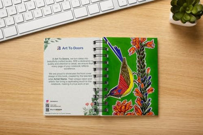 Art to Doors | Sunbird | Artist Puja Kumari | Spiral Notebooks | A5 Size Paper | 120 Pages | 70 GSM Paper | Attractive Cover Designs | Soft Cover | Notebooks for College Students