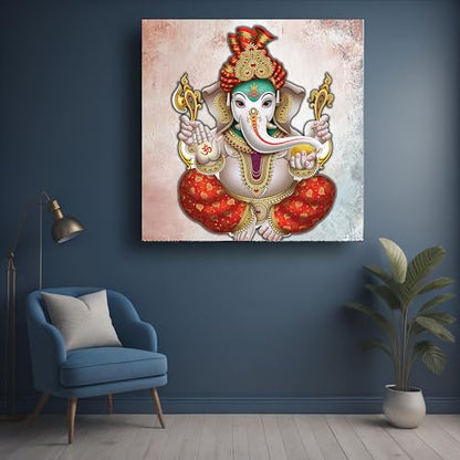 Art to Doors | Blessings of Ganesha | Square | Art Print | Home Decor | Wall Decor | Gifts for Women | Gifts for Men | Canvas Frame