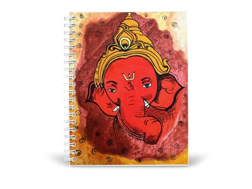 Art to Doors | Red Color Ganesha Art | Artist Surekha S.| Spiral Notebooks | A5 Size Paper | 120 Pages | 70 GSM Paper | Attractive Cover Designs