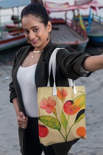 Art to Doors | Playful Petals | Tote Bags | Shopping Bag For Grocery | Aesthetic Carry Bag | Tote Bag for Shopping, Travel, office & beach bags for women|